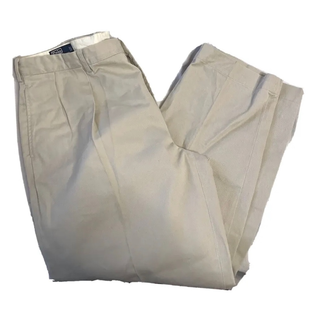 Polo Ralph Lauren Pants Mens 40x30 Beige Chino Andrew Pant Pleated